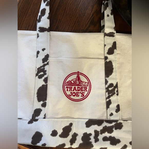 Trader Joe’s Cow print Large Tote - Picture 2 of 12